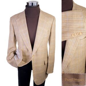 Paul Stuart SB Blazer Sport Coat Size 43L Silk-Linen Blend Two Button Jacket EUC